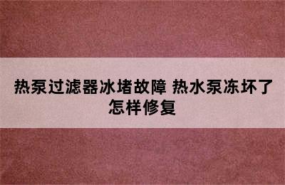 热泵过滤器冰堵故障 热水泵冻坏了怎样修复